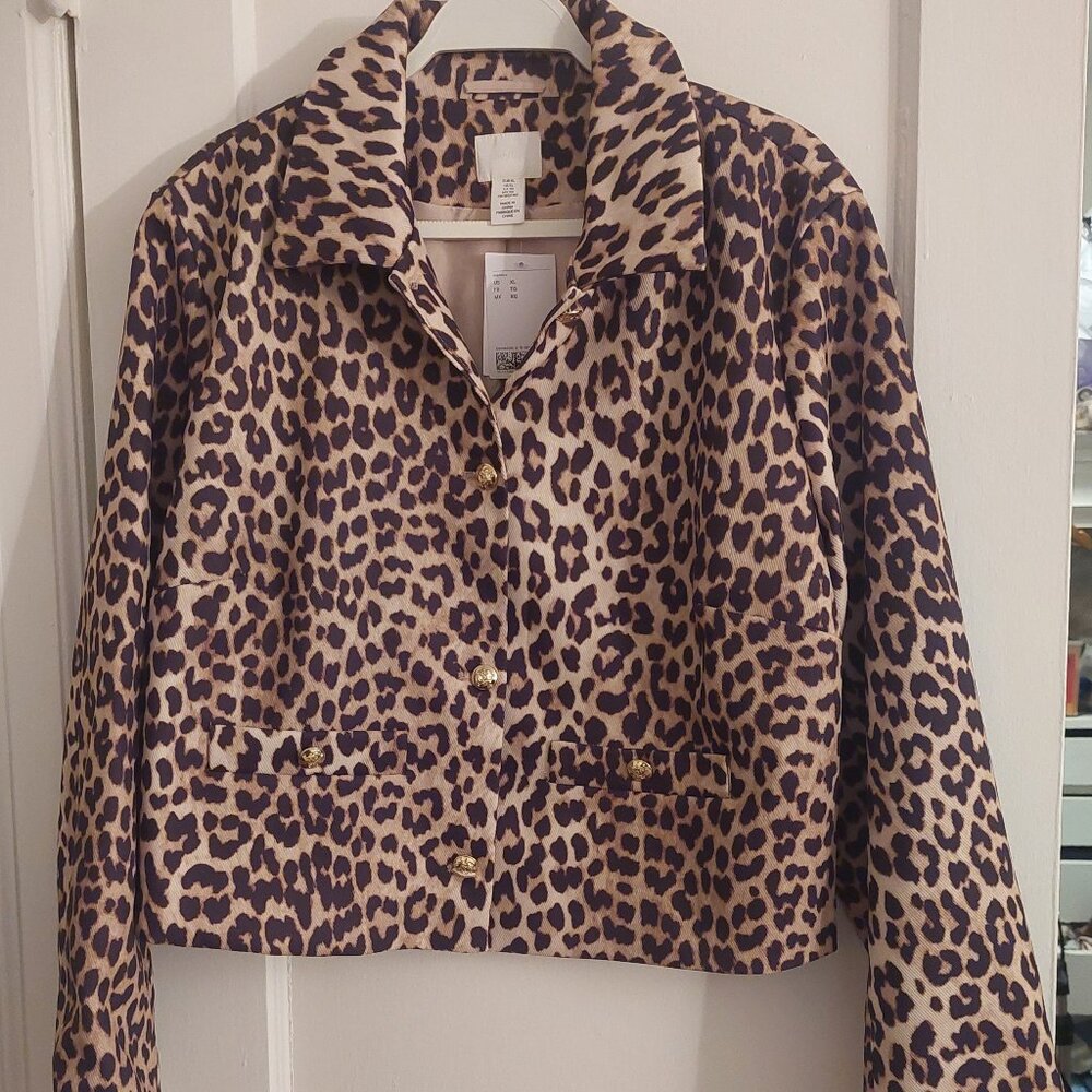 H&M HM H & M Leopard Print Blazer Jacket NWT XL